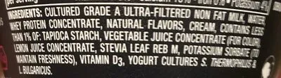 Ingredients Label for Oikos Pro Mixed Berry Flavored Yogurt-cultured Ultra-filtered Milk - Verified CERTIFIED GLUTEN-FREE
