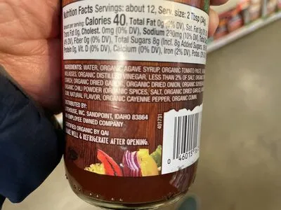 Ingredients Label for Organicville Original Bbq Sauce - Verified CERTIFIED SAFE