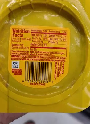 Ingredients Label for Oscar Mayer Original Hard Salami - Verified PROCEED WITH CAUTION