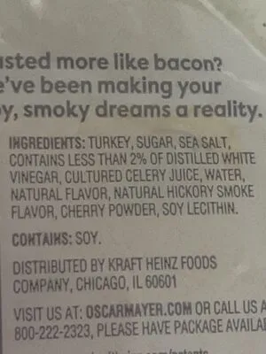 Ingredients Label for Oscar Mayer Selects Natural Uncured Turkey Bacon - Verified PROCEED WITH CAUTION