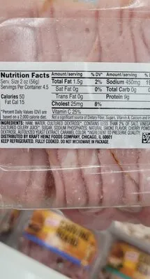 Ingredients Label for Oscar Mayer Virginia Brand Uncured Ham - Verified PROCEED WITH CAUTION