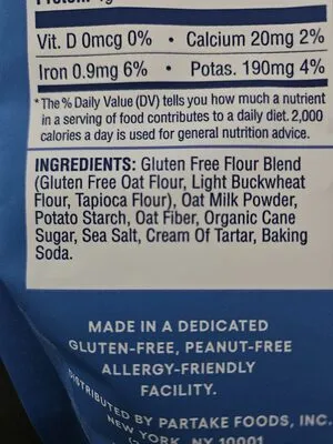 Ingredients Label for Partake Waffle/pancake Mix - Verified CERTIFIED SAFE