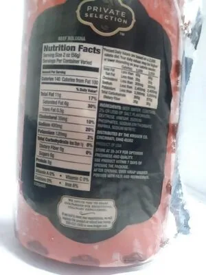 Ingredients Label for Private Selections Beef Bologna - Verified CERTIFIED SAFE