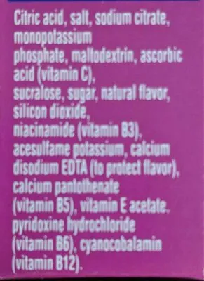 Ingredients Label for Propel Berry Flavored Zero Sugar Electrolyte Water Beverage Mix - Verified PROCEED WITH CAUTION