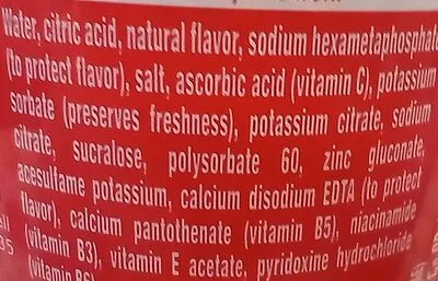 Ingredients Label for Propel Orange Raspberry Immune Support Electrolyte Water Beverage - Verified PROCEED WITH CAUTION