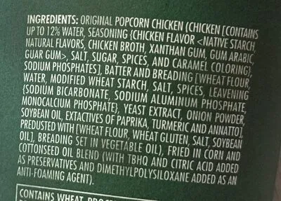 Ingredients Label for Publix Orignial Fried Chicken Popcorn, Original Fried Chicken - Verified NOT SAFE
