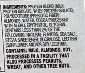 Ingredients Label for Quest Chocolate Brownie Protein Bar - Verified CERTIFIED SAFE