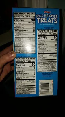 Ingredients Label for Rice Krispies Treats Kellogg's Rice Krispies Treats Crispy Marshmallow Squares Variety Pack, 16 Count, Milk Chocolate - Verified NOT SAFE
