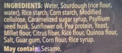 Ingredients Label for Schar White Artisan Baker Bread - Verified CERTIFIED GLUTEN-FREE