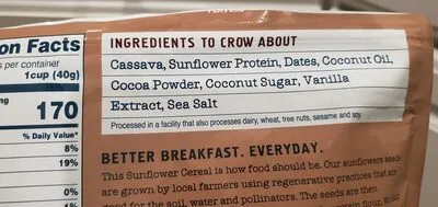 Ingredients Label for Seven Sundays Real Cocoa Grain Free Cereal - Verified CERTIFIED SAFE