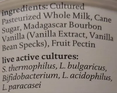 Ingredients Label for Siggi's Simple Ingredient Skyr - Verified CERTIFIED SAFE