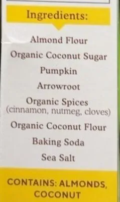 Ingredients Label for Simple Mills Almond Flour Pumpkin Muffin & Bread Baking Mix - Verified CERTIFIED SAFE