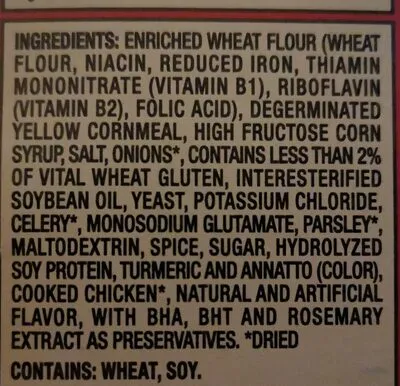 Ingredients Label for Stove Top Cornbread Stuffing Mix - Verified NOT SAFE