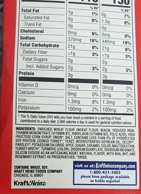 Ingredients Label for Stove Top Turkey Stuffing Mix - Verified NOT SAFE