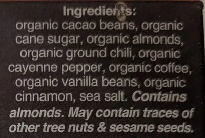 Ingredients Label for Taza Chocolate Dark Chocolate Sampler - Verified CERTIFIED SAFE