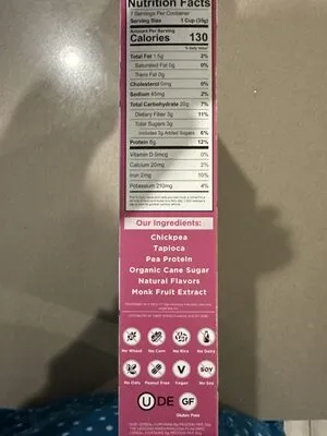 Ingredients Label for Three Wishes Marshmellow Grain Free Cereal - Verified CERTIFIED SAFE