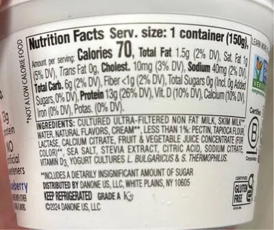 Ingredients Label for Too Good Blueberry - Verified CERTIFIED SAFE