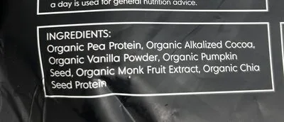 Ingredients Label for Truvani Plant Based Protein Powder - Chocolate - Verified CERTIFIED SAFE