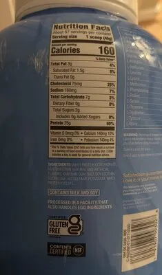 Ingredients Label for Up&up Whey Protein Powder - Verified CERTIFIED SAFE