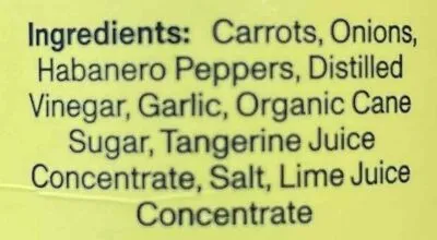 Ingredients Label for Yellowbird Habanero Condiment Sauce - Verified CERTIFIED SAFE